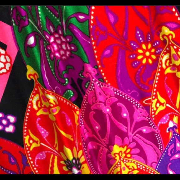 Vintage bellbottoms 1960s mod 79s boho neon floral print palazzo pants - Picture 3 of 5